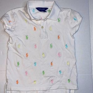 Girls Ralph Lauren White Pastel Color Horses Size 6